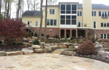 a flagstone patio and garden hardscape