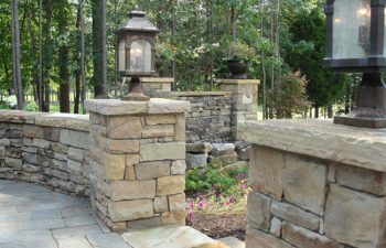 outdoor lighting on a flagstone patio