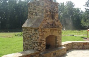 outdoor stone fireplace