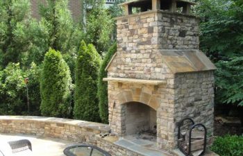 outdoor stone fireplace