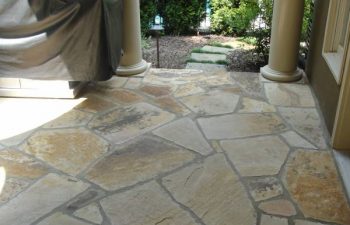 a flagstone porch