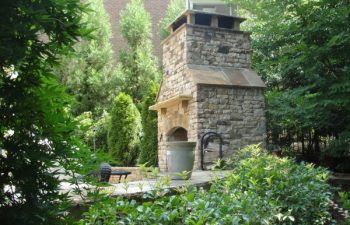 outdoor stone fireplace