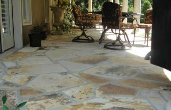 a flagstone porch