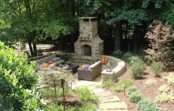 outdoor stone fireplace