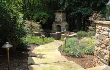 outdoor stone fireplace