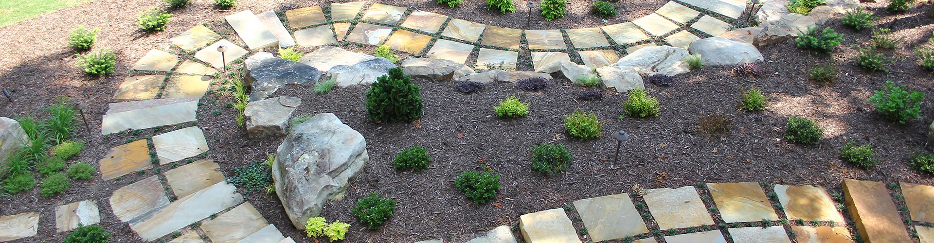 flagstone paver in a garden